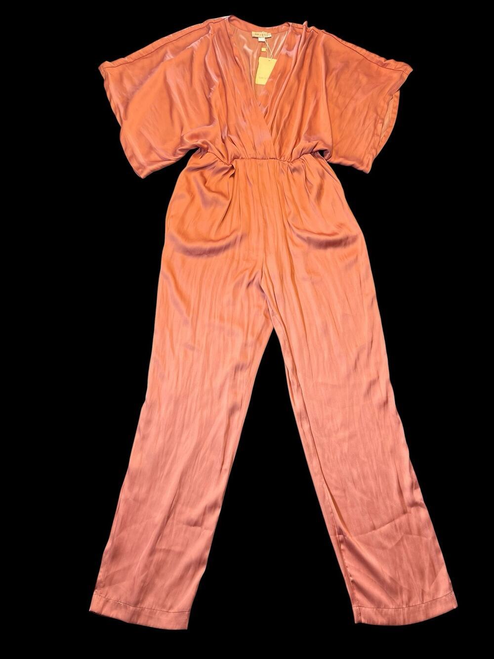See U Soon French Brand Rose Gold Satin Jumpsuit – BohoChic Straight Leg XS